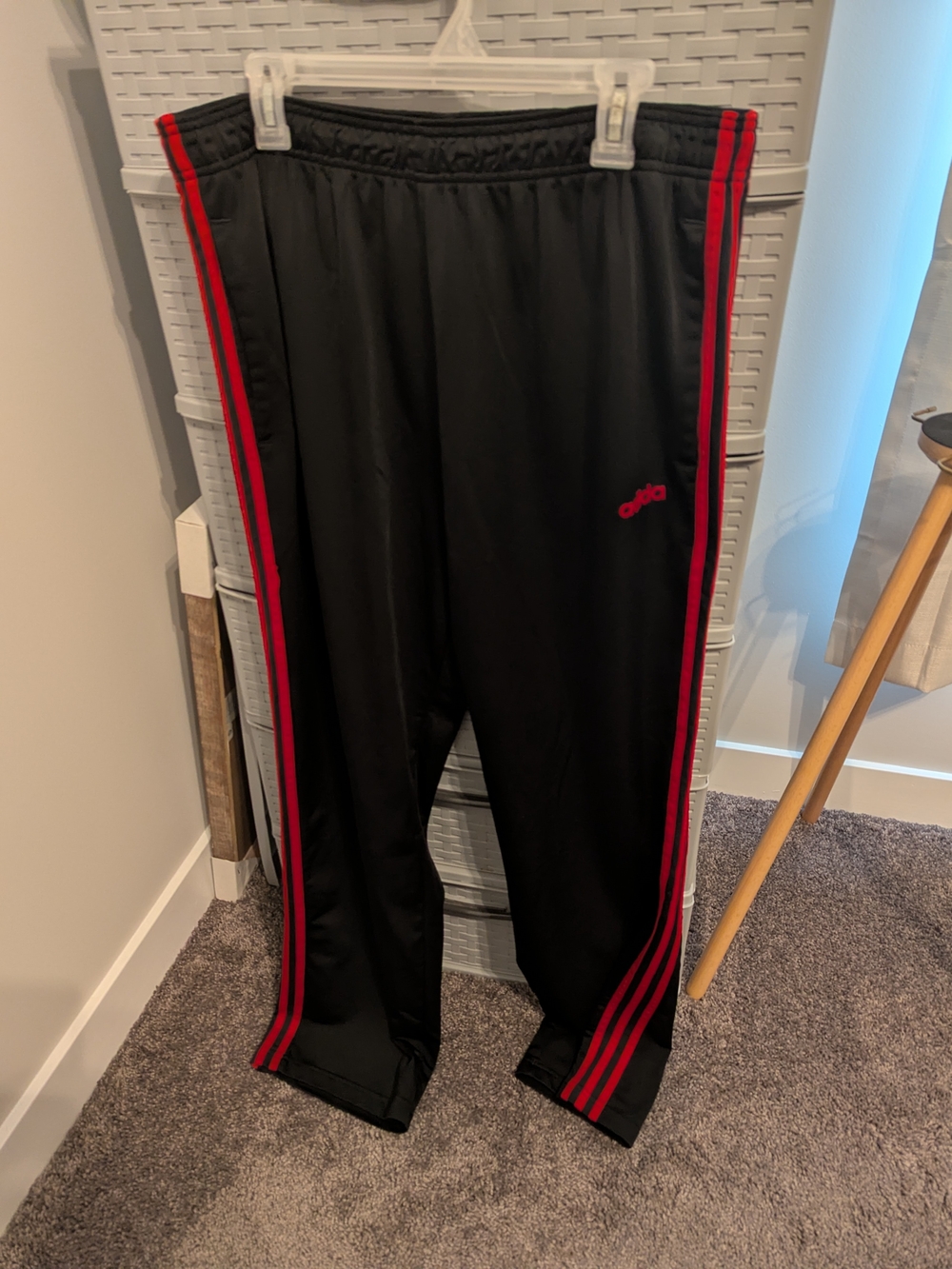 adidas Black Sweatpants with Red Side Stripes